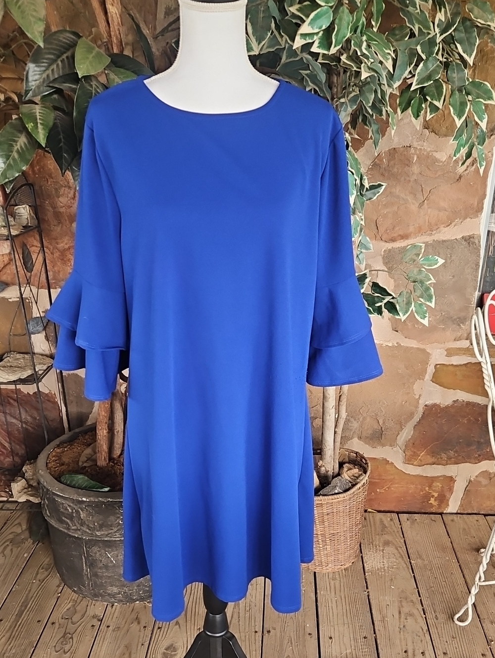Royal Blue Ruffle Sleeve Shift Dress